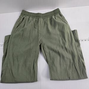 Briggs linen pants wide straight green womens size M 6798